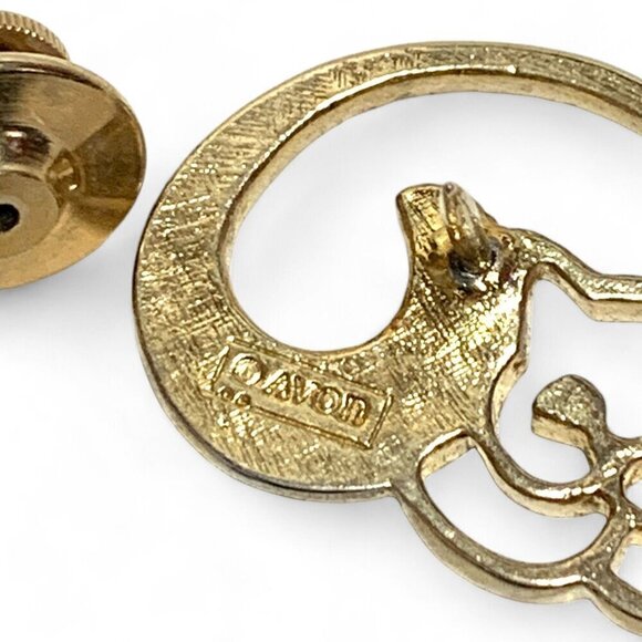 Vintage Avon Cat-Themed Pin With Pave Crystal Tail Minimalist Design Gold Tone - Picture 4 of 4